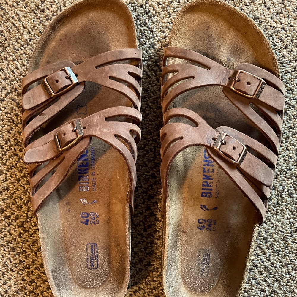Birkenstock Granada sandal, oiled leather Tobacco Brown, size 40